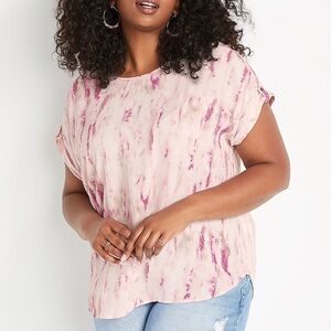 Maurices Tie Dye Zipper Back Blouse
